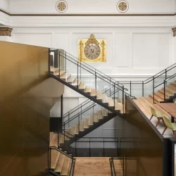 Brass metal finish interior walls.