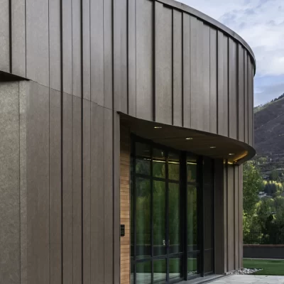 Planq Wall System on Pitkin County Library in rust metal finish.